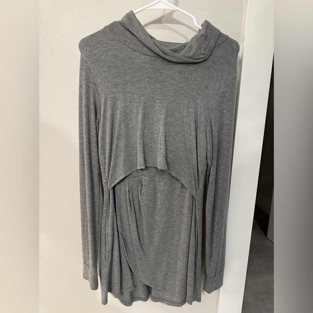 Latched Mama Charcoal Cowl Neck Top